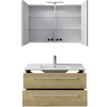 Waschtischkombination mit Spiegelschrank, Waschbecken und Unterschrank mit Schubladen