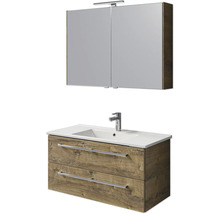 Badezimmerset mit Waschtischunterschrank, Waschbecken und Spiegelschrank