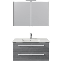 Badezimmermöbelset mit Waschbeckenunterschrank, Waschbecken und Spiegelschrank