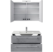 Badezimmermöbel-Set mit Spiegelschrank, Waschbecken und zwei Schubladen