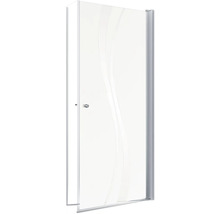 Paroi de douche en verre avec porte et motif ondulé