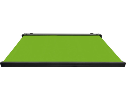 Store vert avec cadre noir