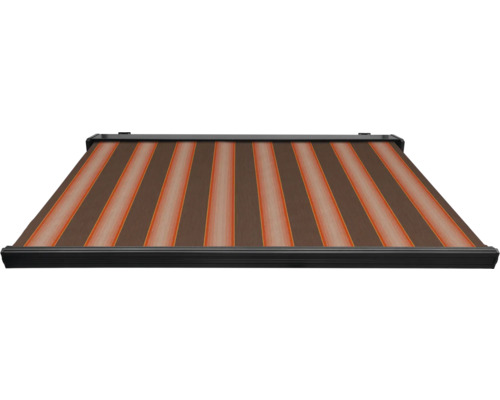Store banne avec tissu de store marron et rayé