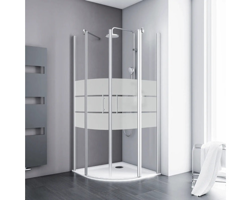 Douche quart de cercle Schulte Galaxy R550 90x90 cm décor Depoli Light couleur de profilé aluminium