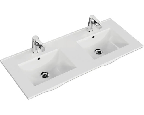 Doppelwaschtisch mit zwei Armaturen für das Badezimmer