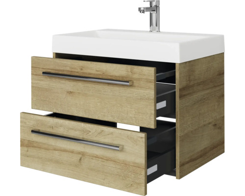 Waschtischunterschrank mit zwei Schubladen und Aufsatzwaschbecken