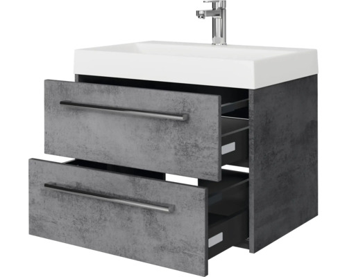 Waschtischunterschrank mit zwei Schubladen und Aufsatzwaschbecken