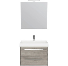 Waschtisch mit zwei Schubladen, Waschbecken, Spiegel und Lampe für das Badezimmer