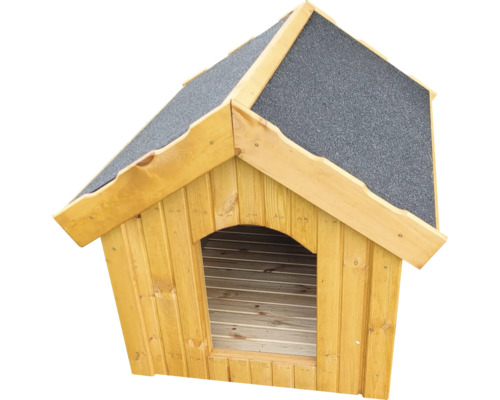 Hundehütte aus Holz mit Dachpappe