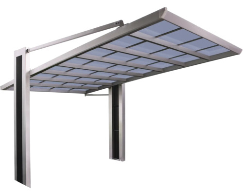 Toit de terrasse autoportant en métal avec éléments en verre