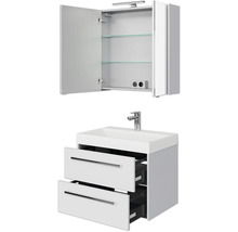 Waschbeckenunterschrank-Set mit Spiegelschrank und zwei Schubladen