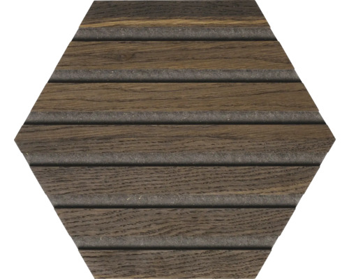 Panneau acoustique Fjordwall hexagone chêne fumé 10x265x265 mm 1 paquet = 3 pièces