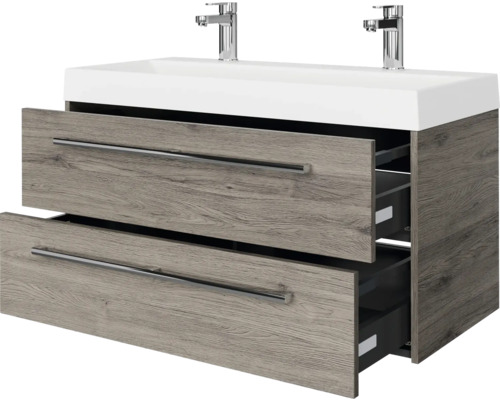 Meuble sous-lavabo avec deux tiroirs et vasque à poser