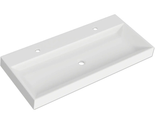 Vasque à poser rectangulaire en céramique sanitaire avec trous pour robinet