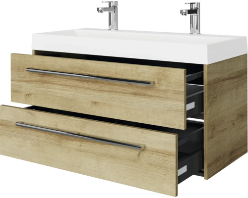 Waschtischunterschrank mit zwei Schubladen und Doppelwaschbecken