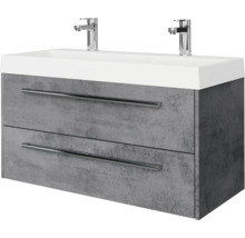 Meuble sous-vasque avec deux tiroirs et deux robinets