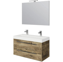 Waschtisch mit Spiegel und zwei Schubladen im Holzdesign