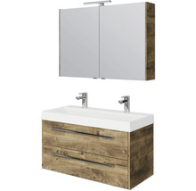Badezimmermöbel-Set mit Waschtischunterschrank, Waschbecken und Spiegelschrank