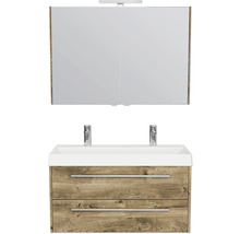 Waschtisch mit Waschbecken und Spiegelschrank für das Badezimmer