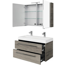 Badezimmermöbel-Set mit Waschtischunterschrank, Waschbecken und Spiegelschrank