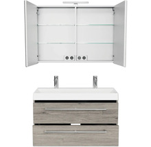 Badezimmermöbelset mit Spiegelschrank, Waschbecken und Unterschrank mit zwei Schubladen