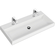 Rechteckiges Waschbecken mit zwei Armaturen