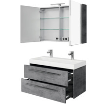 Badezimmer Waschtischkombination mit Spiegelschrank, Waschtisch und zwei Schubladen