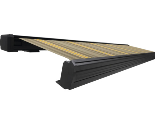 SOLUNA Kassettenmarkise Exquisit 5x3 Stoff Dessin 320477 Gestell DB703 dunkelgrau Antrieb links inkl. Motor und Wandschalter