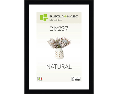 Dokumentenrahmen Holz Natural schwarz Rahmen eckig 21x29,7 cm (DIN A4) Bilderrahmen mit den Maßen 21x29,7 Zentimeter