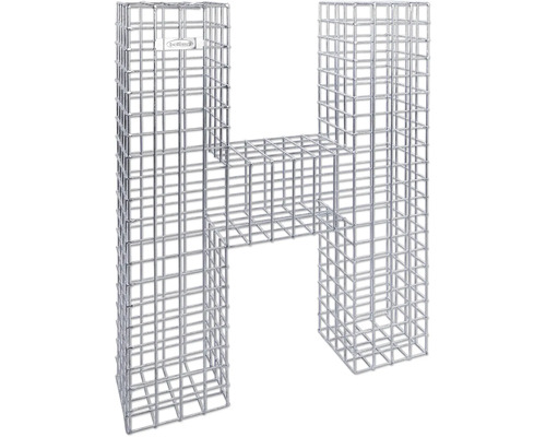 Gabione in Form des Buchstaben H aus Metalldraht