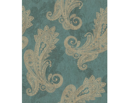 Papier peint intissé 746457 Indian Style Paisley vert Papier peint à motif cachemire