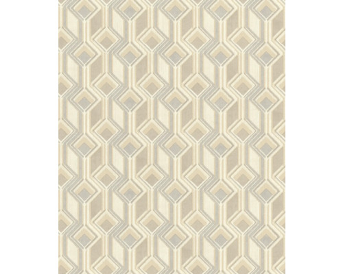 Papier peint intissé 746518 Indian Style graphique beige Papier peint avec motif géométrique en losange