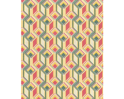 Vliestapete 746549 Indian Style Grafisch pink Stoffmuster mit geometrischen Rauten