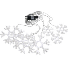 Lichterkette mit Schneeflockenmotiven und Netzstecker