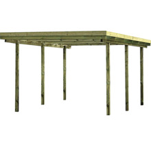 Carport simple toit plat avec matériel de montage, poteau 9x9 cm 304 x 510 cm traité en autoclave par imprégnation-thumb-1