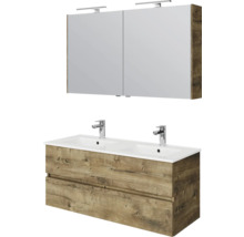 Badezimmermöbel-Set mit Doppelwaschtisch, Unterschrank und Spiegelschrank