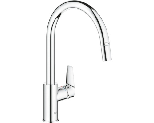 Robinet de cuisine avec douchette Grohe Quickfix Start Edge 2020 chrome 30550000 Robinet de cuisine avec bec haut