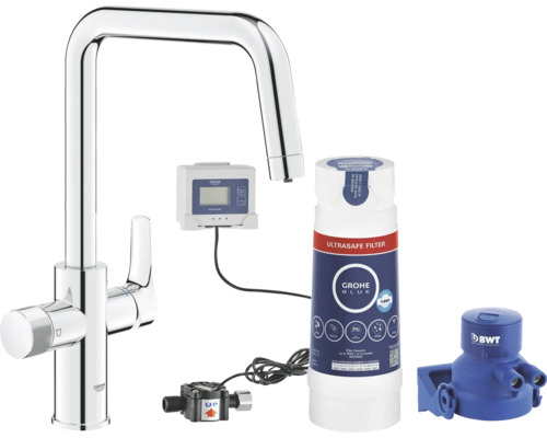 Robinet de cuisine avec filtration d'eau GROHE GROHE Blue Pure chrome 30594000 Robinet de cuisine Grohe Blue Home avec système de filtration