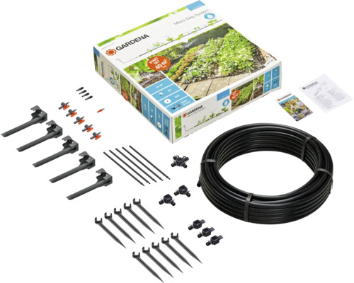 Kit d‘arrosage GARDENA Micro-Drip kit de démarrage surfaces de plantes (pour jusqu‘à 40 m² de massif de fleurs ou de potager)