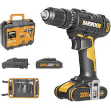 Ensemble perceuse-visseuse sans fil Worx avec batterie, chargeur, jeu de forets et coffret