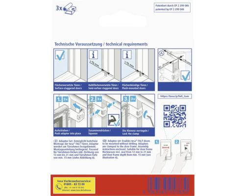 Instructions de montage de l''adaptateur de porte tesa FALT
