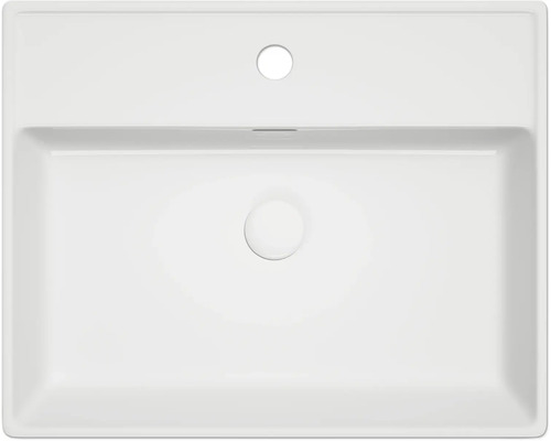 Vue de dessus d''un lavabo rectangulaire en céramique sanitaire