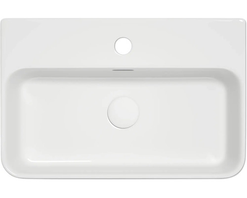 Lavabo rectangulaire en céramique avec trou de robinet et trop-plein