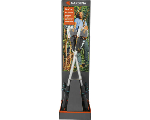 Sécateur de jardin Gardena SlimCut sur présentoir.