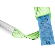 Polyester-Zugschlaufe mit Produktspezifikationen und Herstellerinformationen