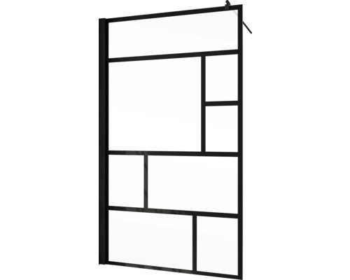 Paroi de douche avec cadre noir et panneaux en verre clair