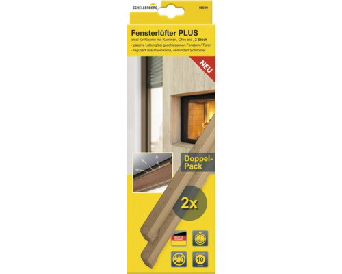 Schellenberg Aérateur de fenêtre PLUS double pack pour une ventilation passive lorsque les fenêtres sont fermées