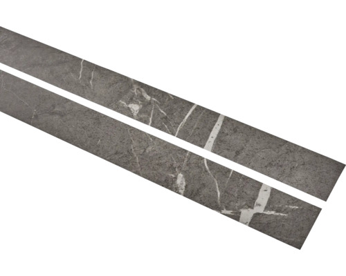 Deux plinthes de sol en vinyle gris aspect marbre