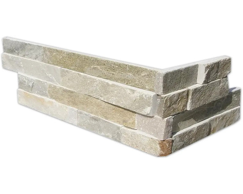 Pierre de parement d'angle quartzite beige-multicolore 26 x 10 cm