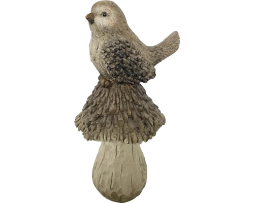 Figurine de jardin décorative : oiseau sur champignon